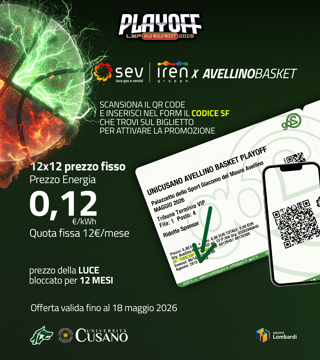 Sev Iren X Avellino Basket: insieme per una promozione esclusiva dedicata ai tifosi biancoverdi